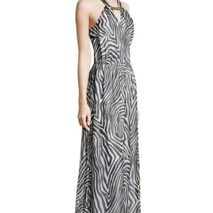 Women’s Black & White Zebra Halter Maxi Dress